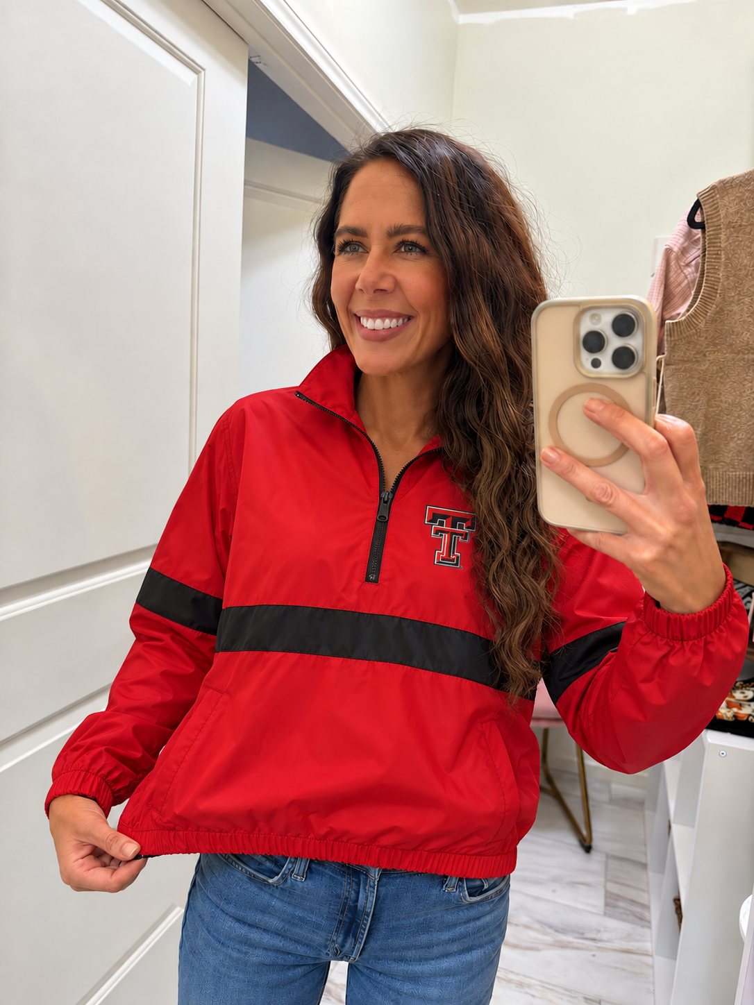❤️🖤 Red Game Day Quarter-Zip Windbreaker