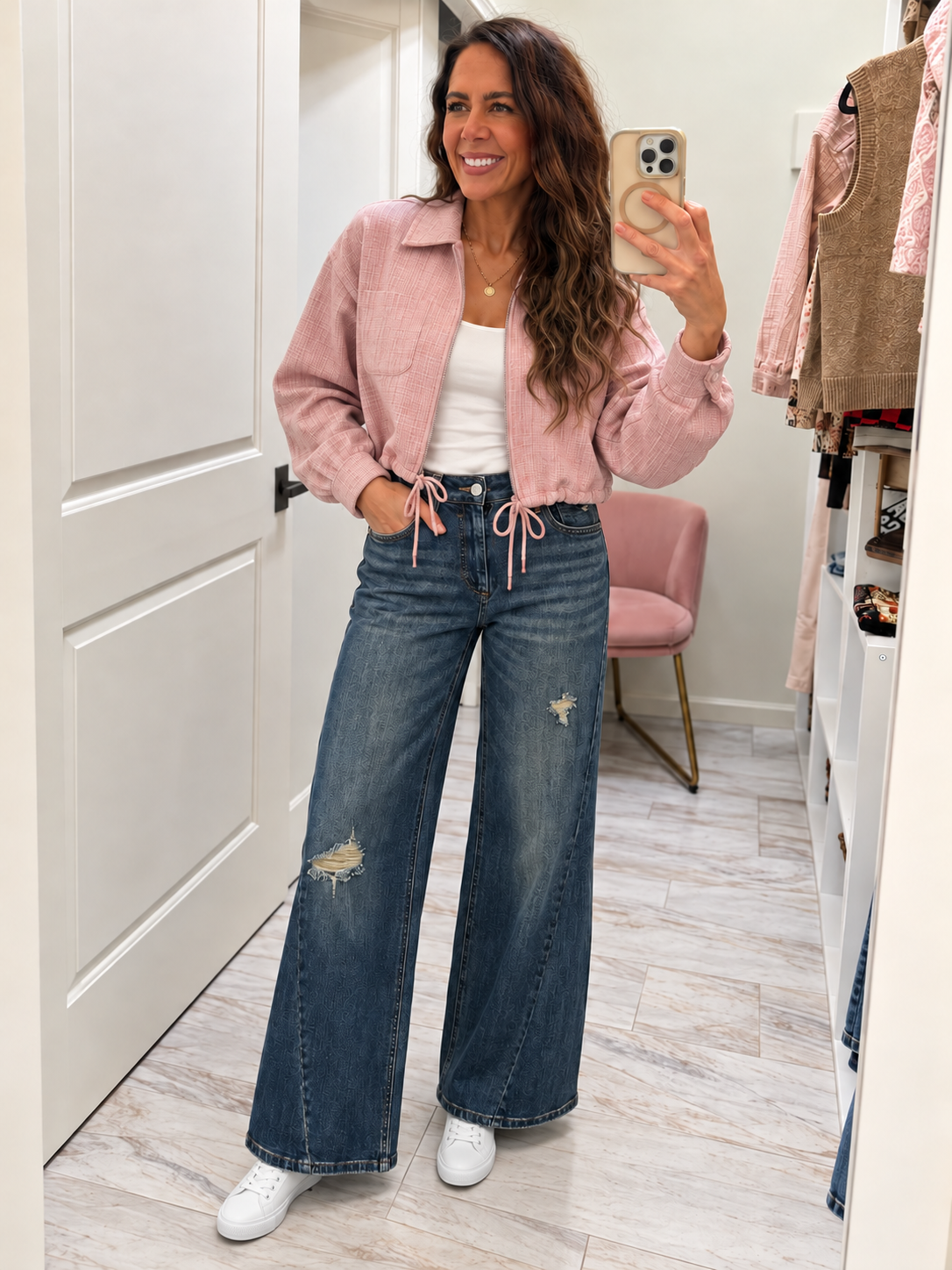 Mica Low-Rise Wide-Leg Side-Panel Jeans